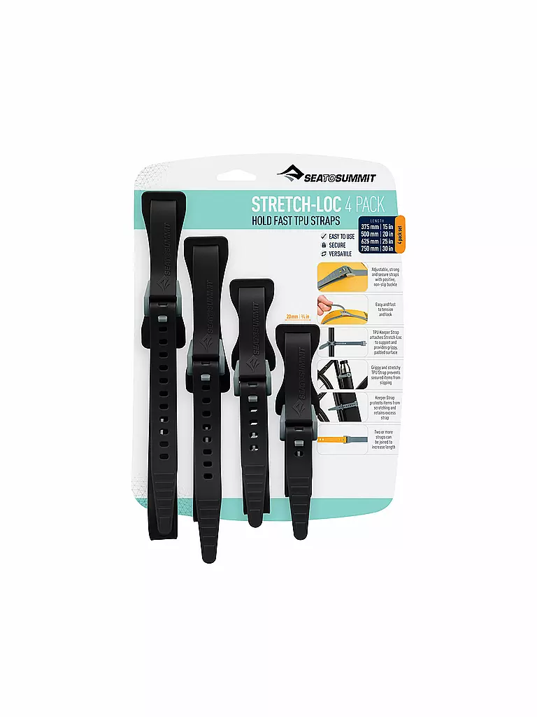 SEA TO SUMMIT | Sistema de fijación multifunción Stretch-Loc TPU (paquete de 4) | Gris