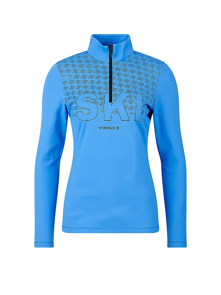 SPORTALM | Camiseta interior con cremallera para mujer con un llamativo estampado de lámina | Azul