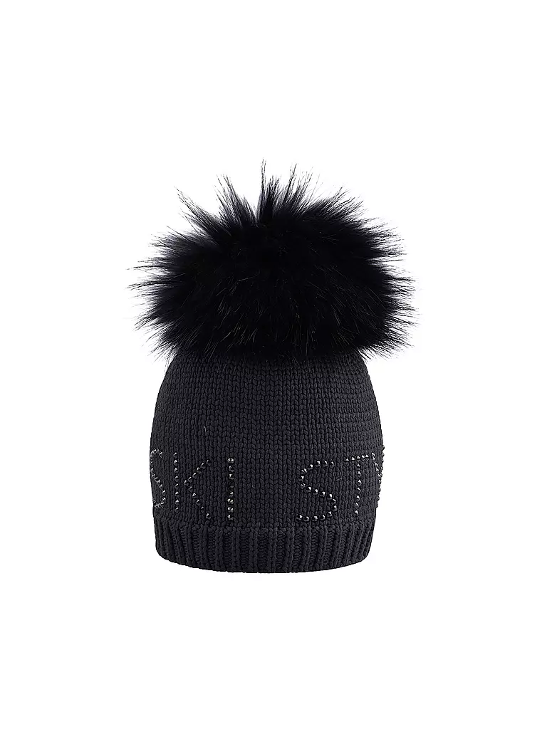SPORTALM | Damen Mütze mit Kunstpelz-Bommel | Negro
