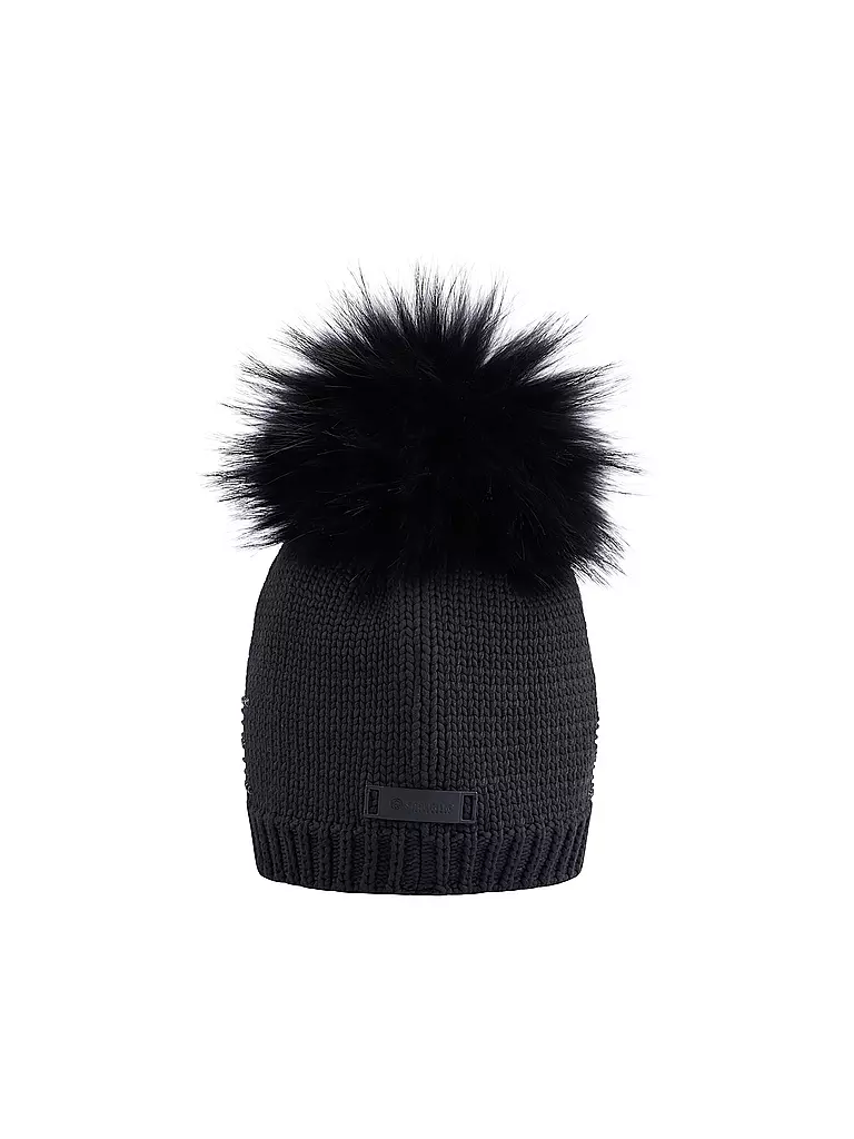 SPORTALM | Damen Mütze mit Kunstpelz-Bommel | Negro
