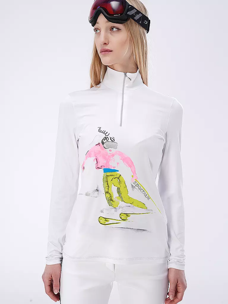 SPORTALM | Damen Unterzieh Zipshirt mit Motiv | Blanco