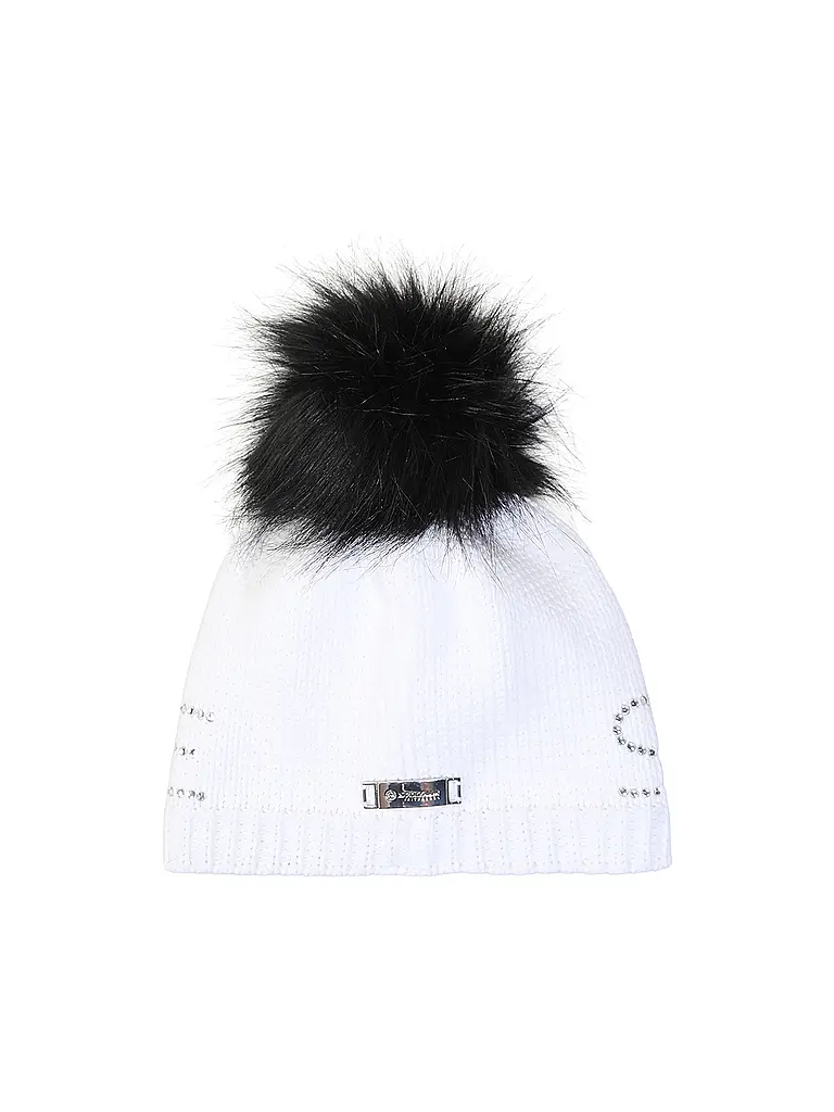 SPORTALM | Gorro de mujer con pompón de piel sintética | Blanco
