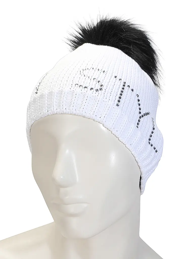 SPORTALM | Gorro de mujer con pompón de piel sintética | Blanco