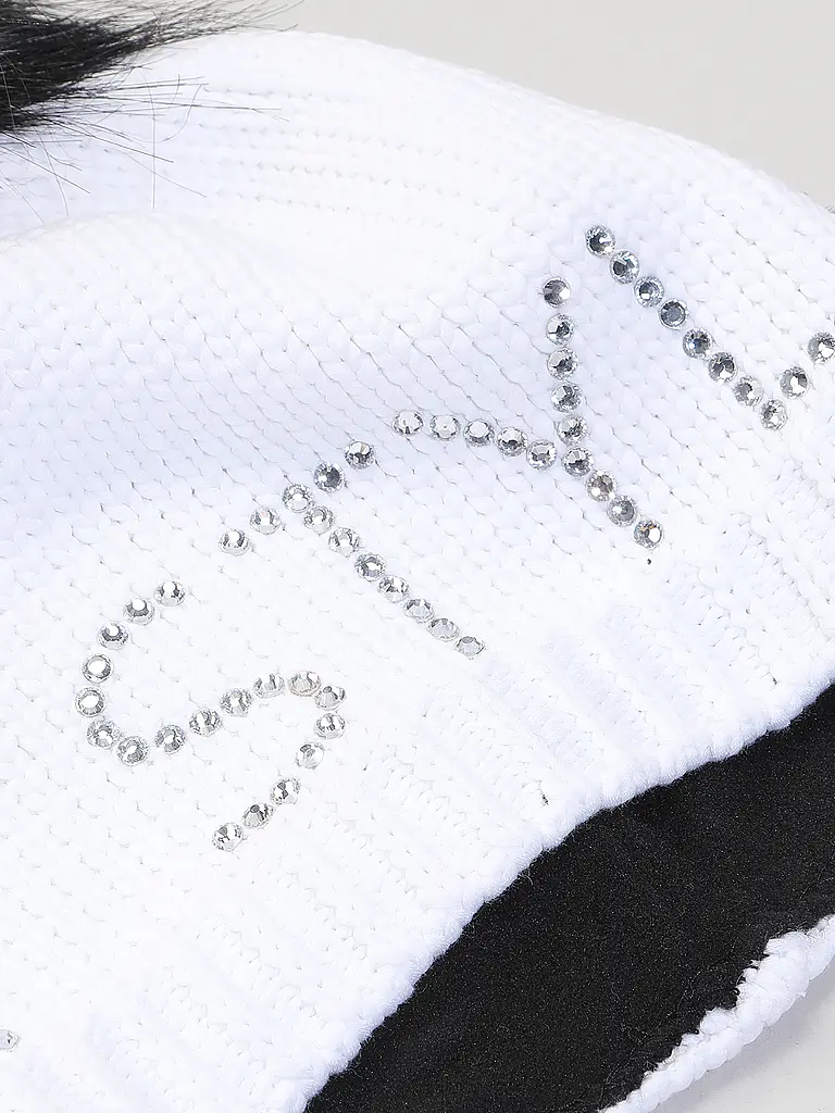 SPORTALM | Gorro de mujer con pompón de piel sintética | Blanco