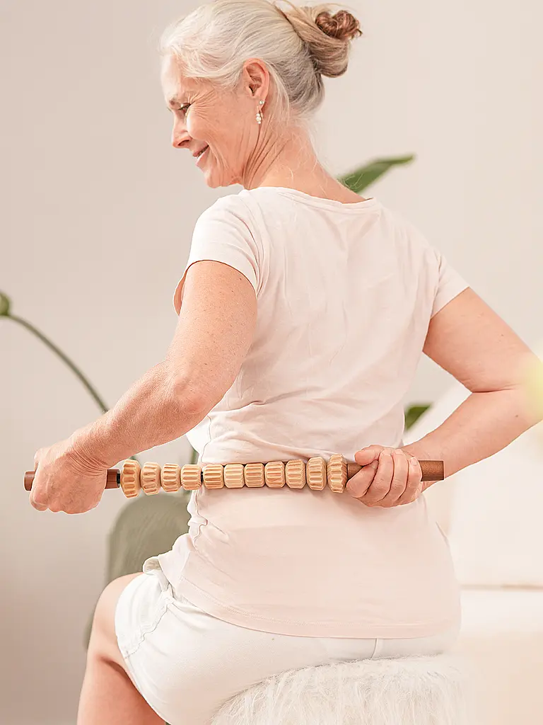 STYLEHOLZ | Rodillo de fascia Woodstick PRO | Marrón claro