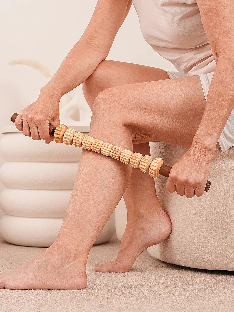 STYLEHOLZ | Rodillo de fascia Woodstick PRO | Marrón claro