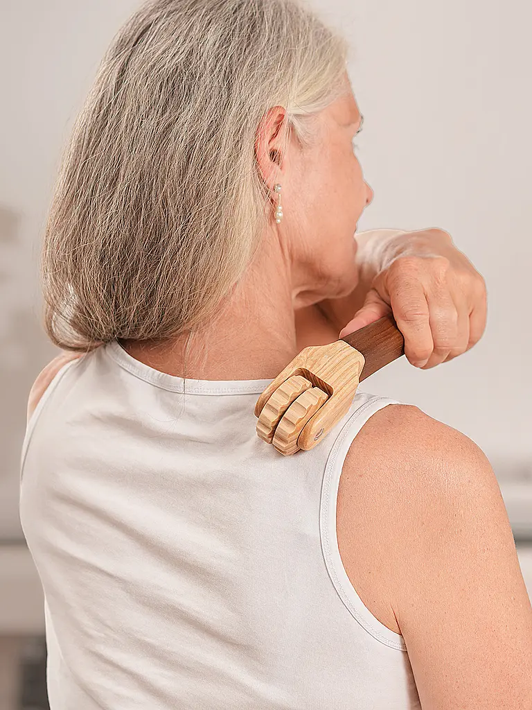 STYLEHOLZ | Rodillo de masaje para cuello y hombros | Marrón claro