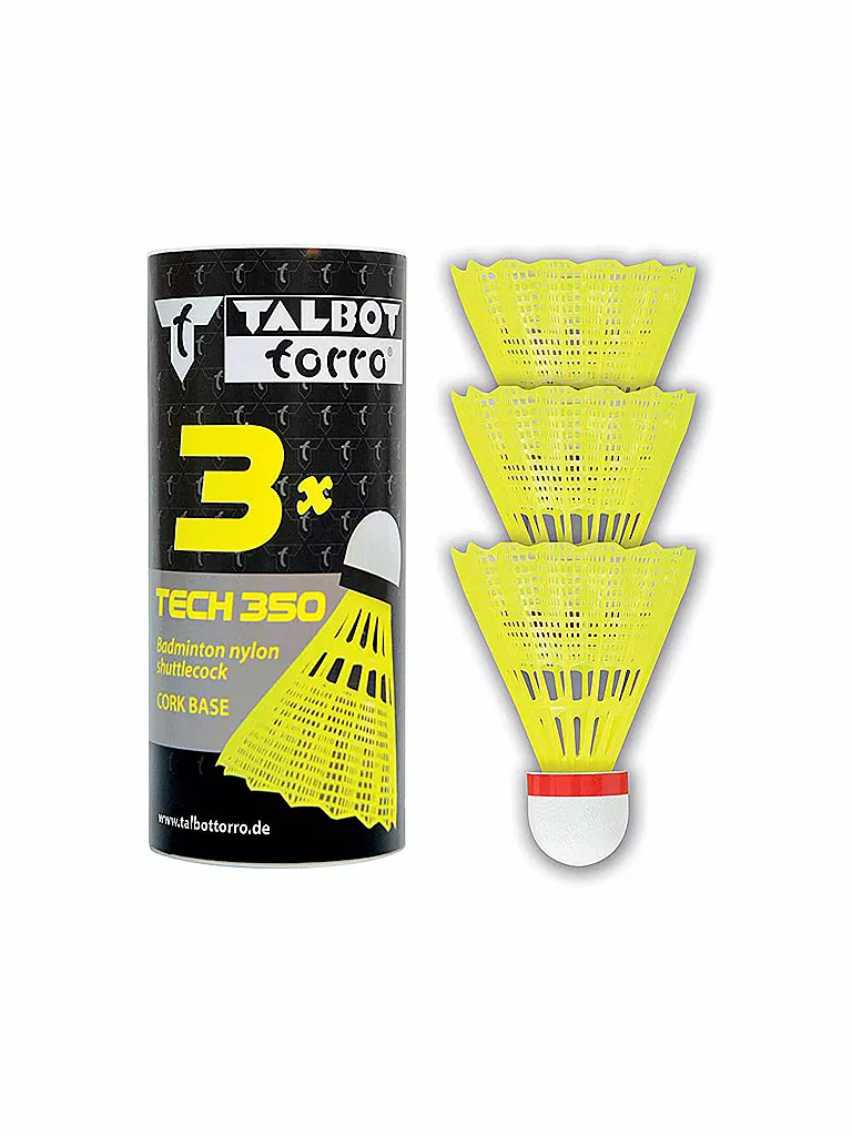 TALBOT TORRO | Badmintonbälle Tech 350, lata de 3 unidades | Amarillo