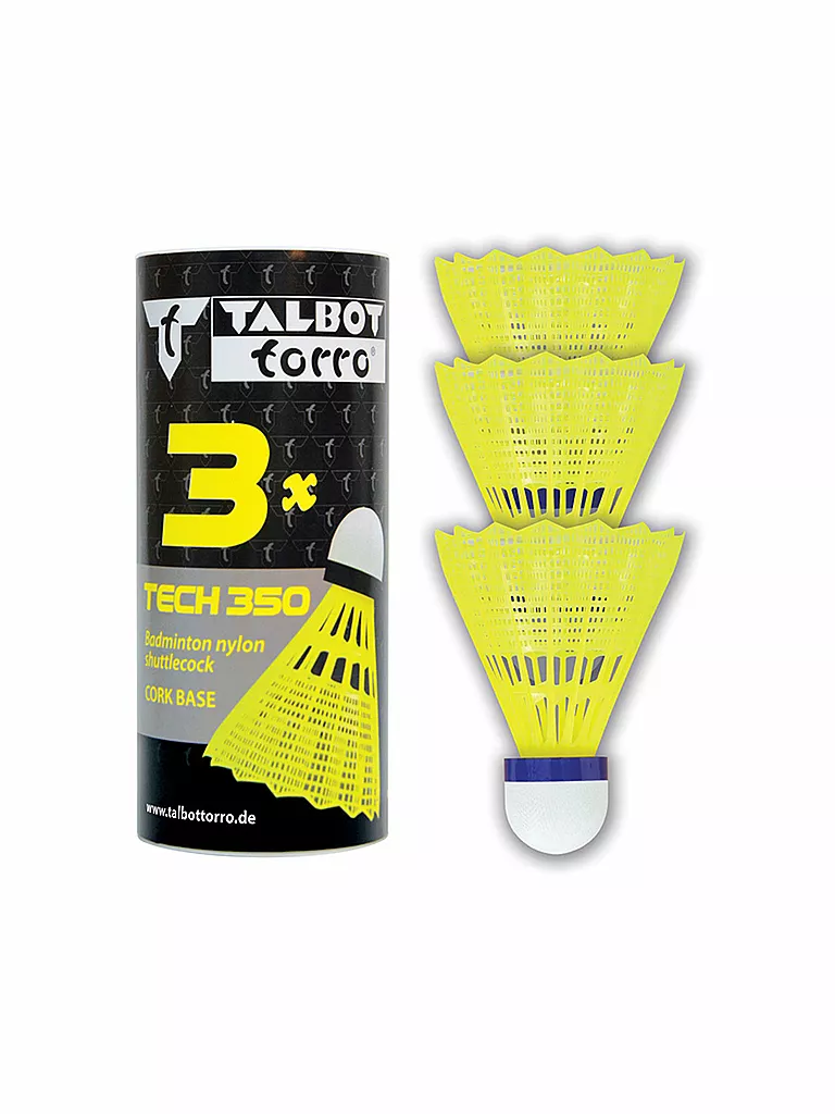 TALBOT TORRO | Badmintonbälle Tech 350, lata de 3 unidades | Amarillo