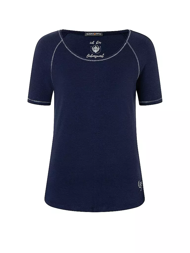 THE SPIRIT OF OM | Camiseta de yoga de bambú raglán para mujer | Azul oscuro