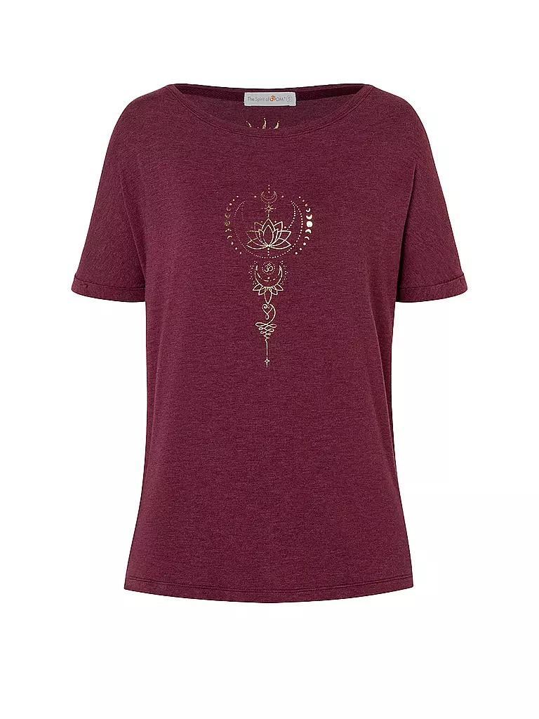 THE SPIRIT OF OM | Camiseta de yoga para mujer Eka Padma | Rojo oscuro