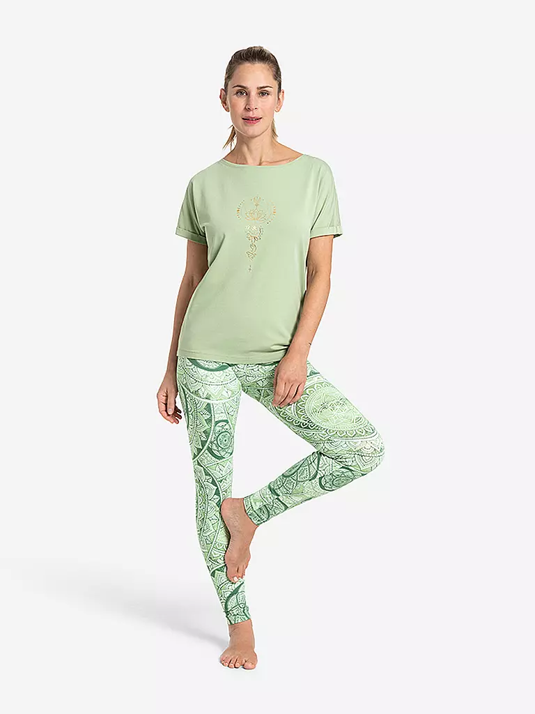 THE SPIRIT OF OM | Camiseta de yoga para mujer Eka Padma | Verde claro