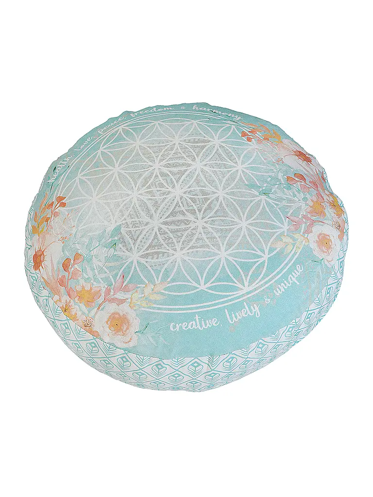 THE SPIRIT OF OM | Cojín de meditación redondo jade/naranja | Multicolor