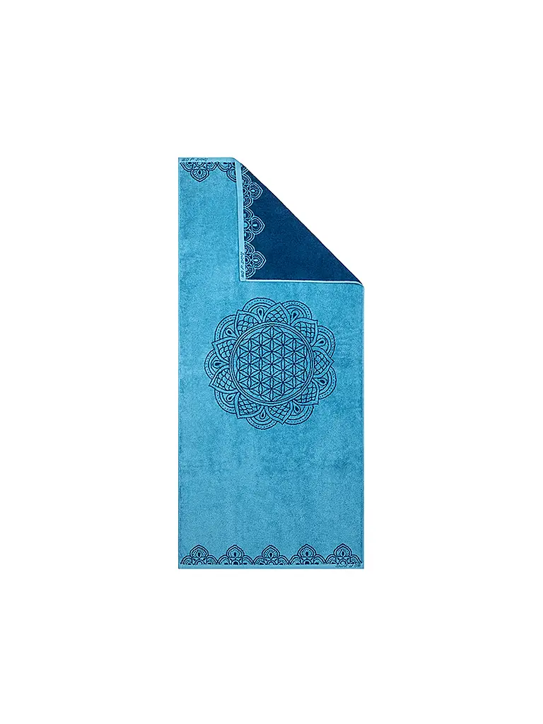 THE SPIRIT OF OM | Toalla de baño Happy Flower of Life esmeralda/azul océano | Azul