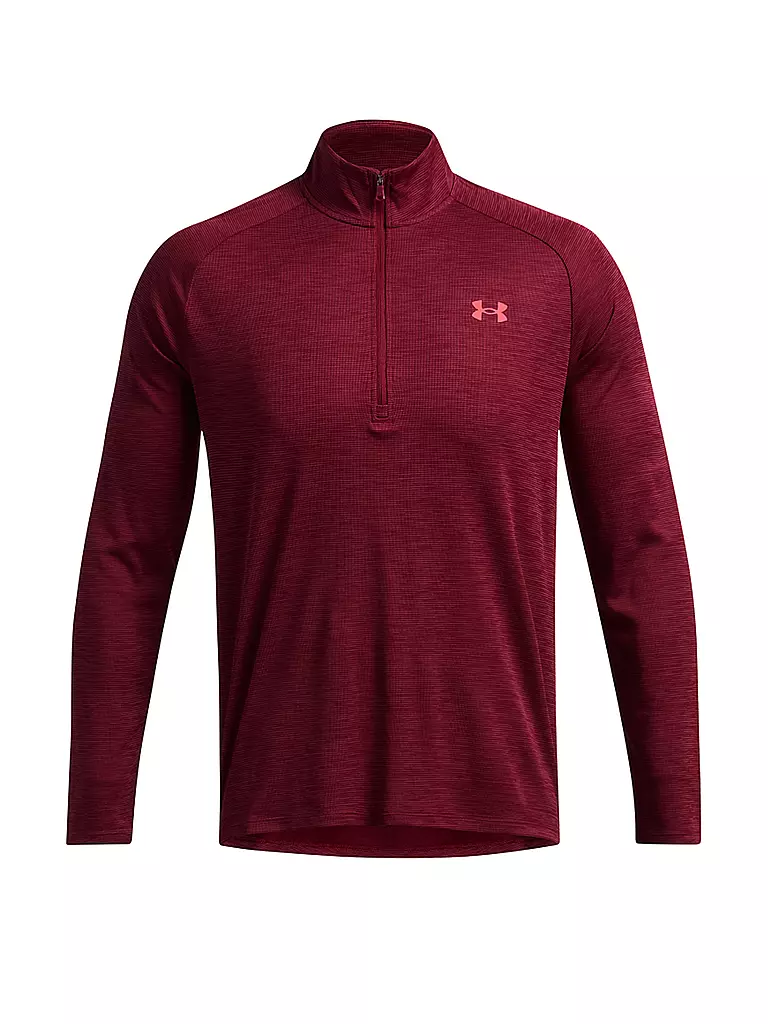 UNDER ARMOUR | Camiseta de fitness para hombre UA Tech™ Textured ½ Zip | Rojo oscuro