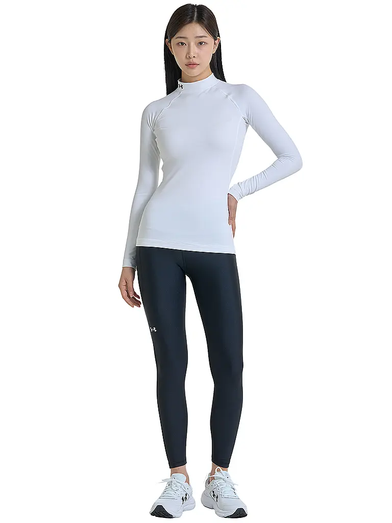 UNDER ARMOUR | Camiseta de fitness para mujer ColdGear® Authentics Mockneck | Blanco