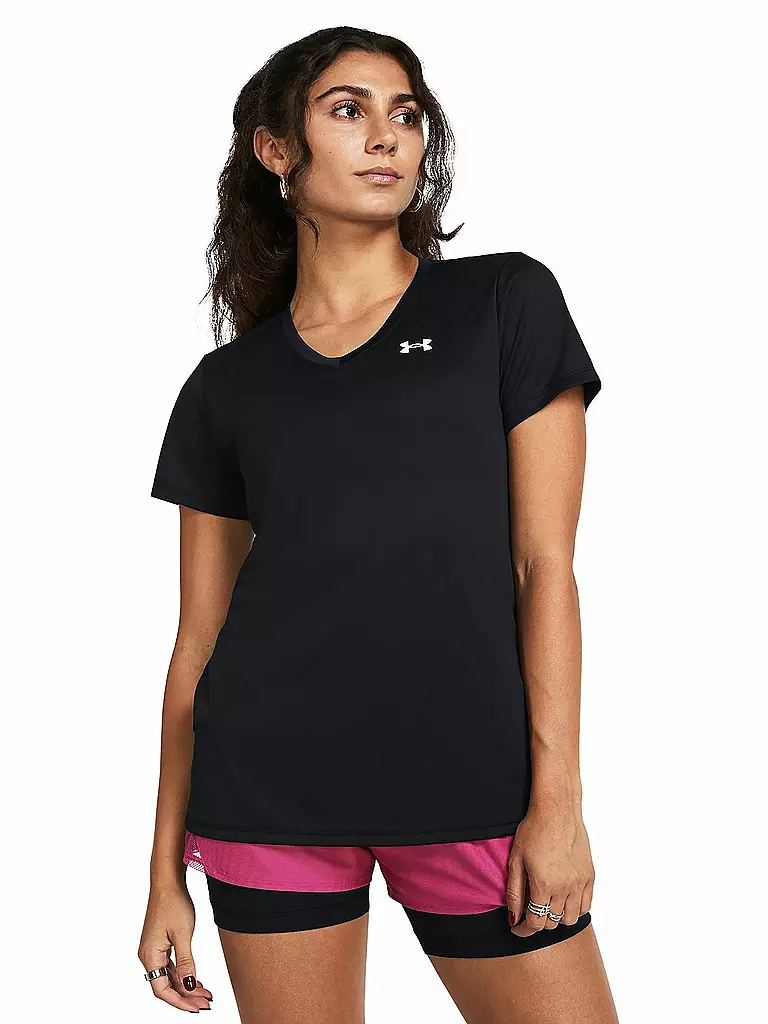UNDER ARMOUR | Camiseta de fitness para mujer UA Tech™ con cuello en V | Negro