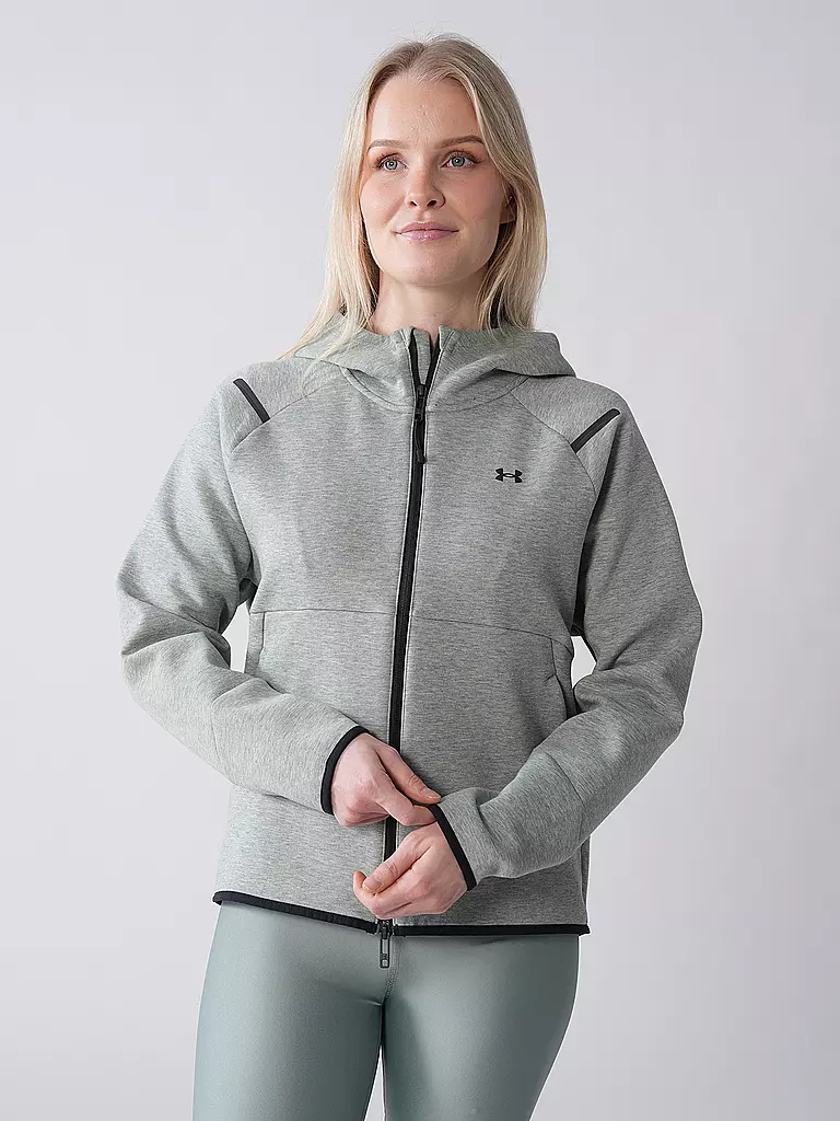 UNDER ARMOUR | Chaqueta con capucha para mujer UA Unstoppable Fleece con cremallera completa | Menta