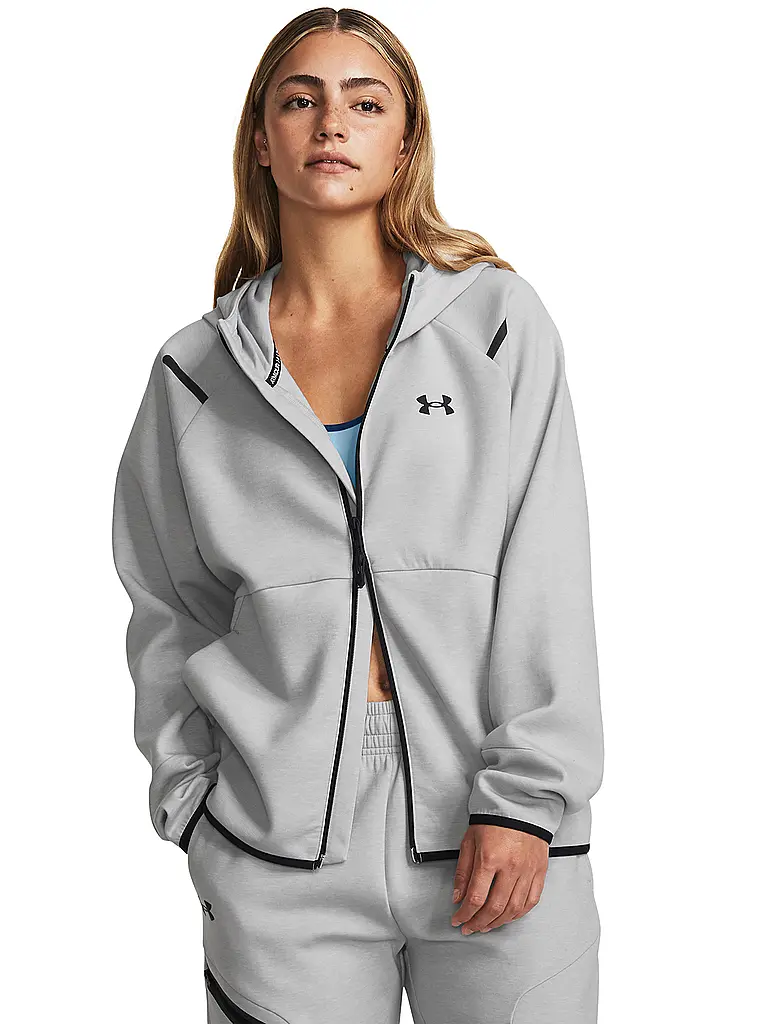 UNDER ARMOUR | Chaqueta con capucha para mujer UA Unstoppable Fleece con cremallera completa | Gris