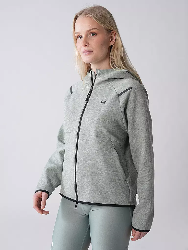 UNDER ARMOUR | Chaqueta con capucha para mujer UA Unstoppable Fleece con cremallera completa | Menta