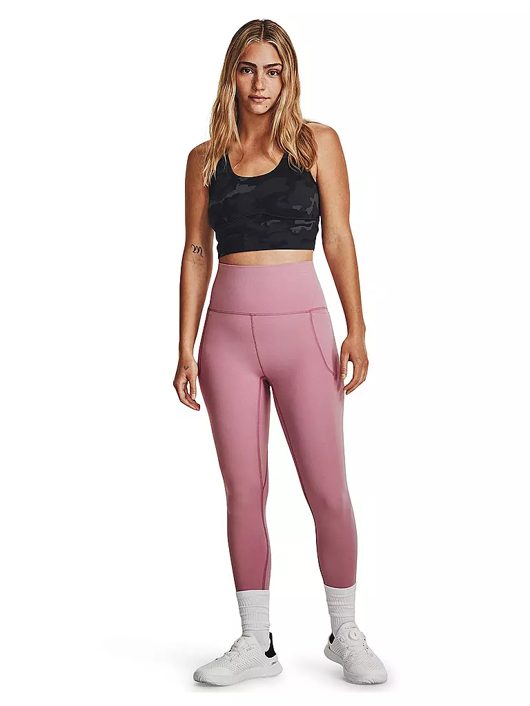 UNDER ARMOUR | Damen Fitnesstank  UA Meridian Fitted Printed Crop | Negro