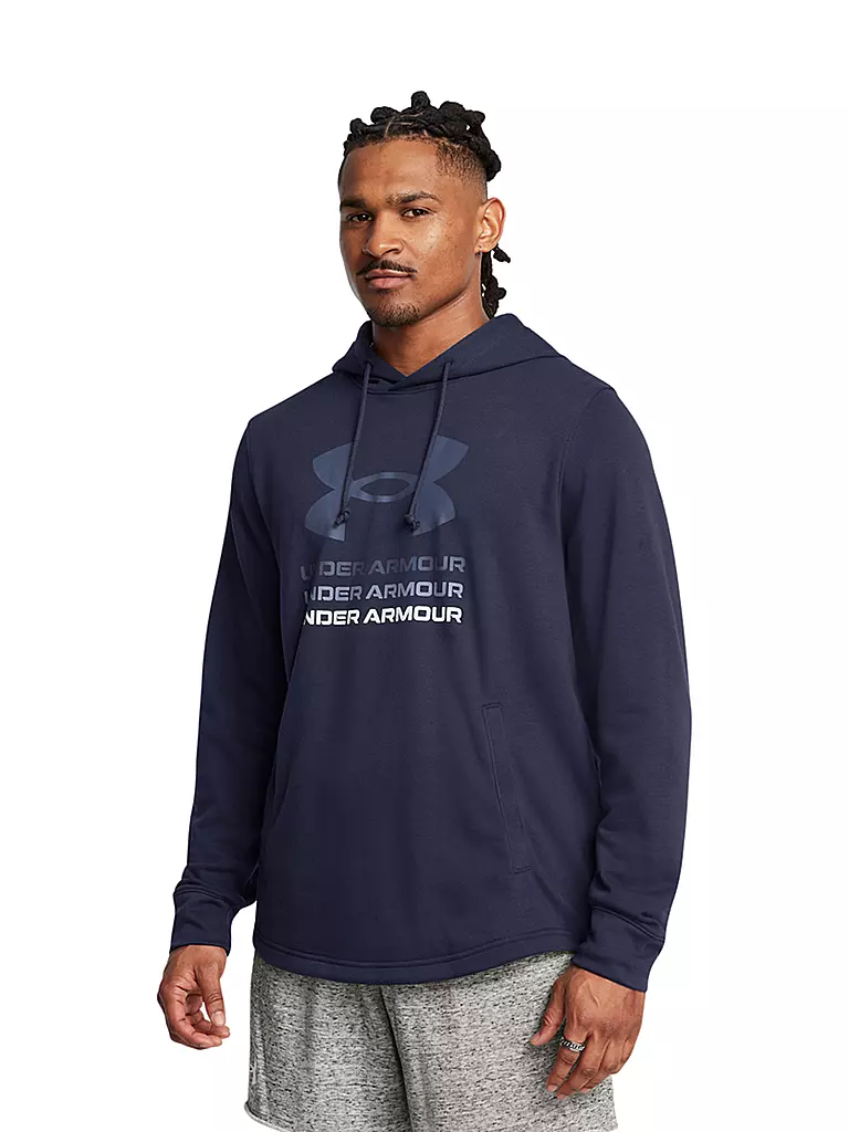 UNDER ARMOUR | Sudadera con capucha para hombre UA Rival Hoodie de French-Terry Graphic | Azul oscuro