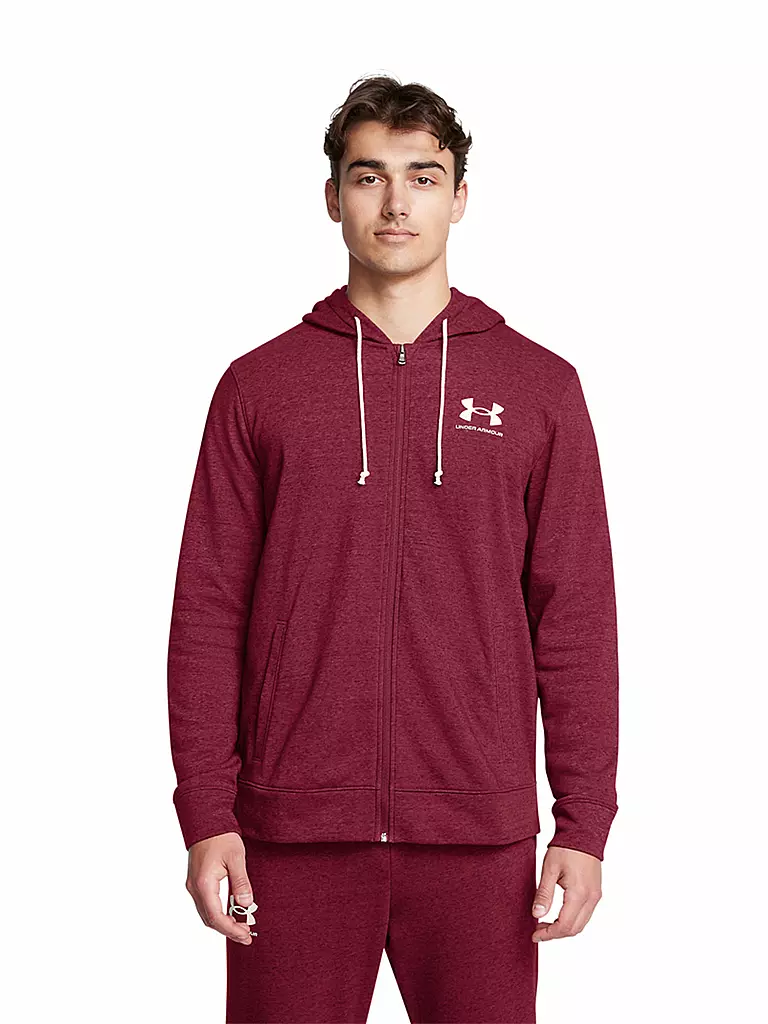 UNDER ARMOUR | Sudadera con capucha para hombre UA Rival Terry | Rojo oscuro