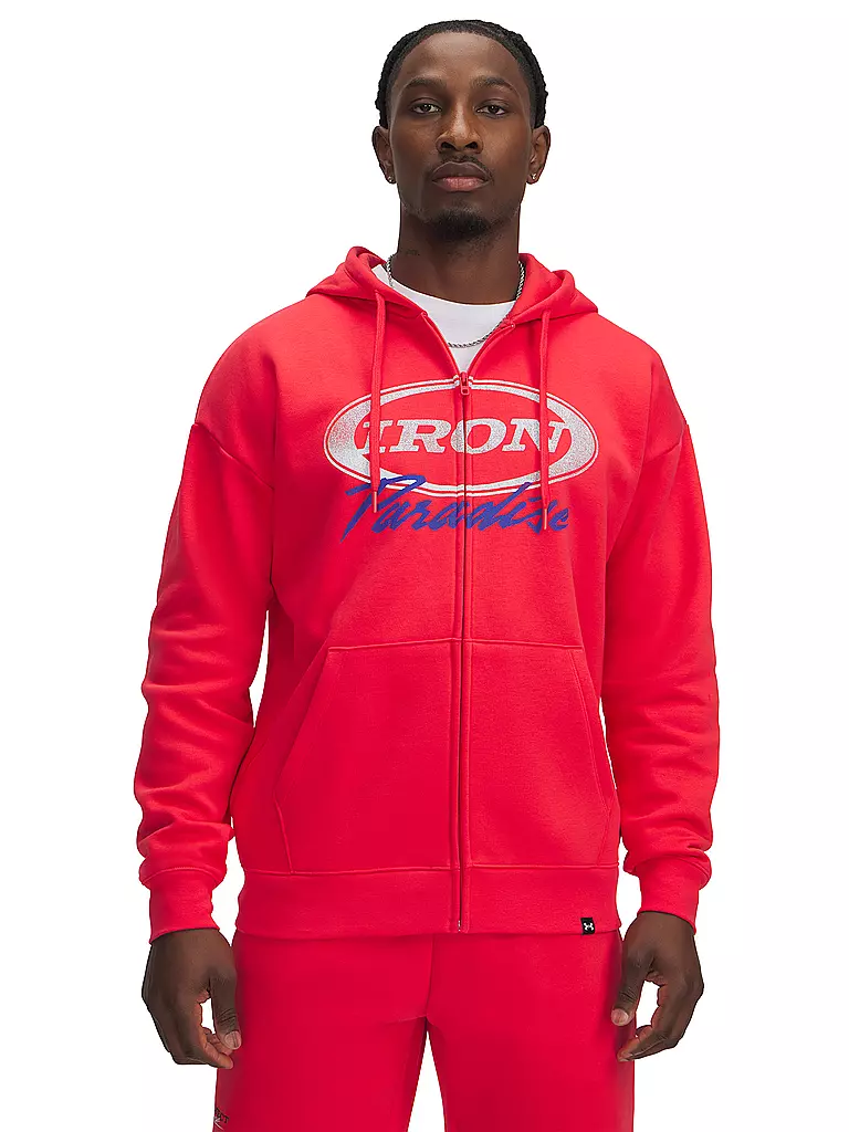 UNDER ARMOUR | Sudadera con capucha para hombre UA The Rock Icon Fleece | Rojo