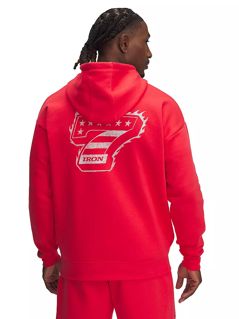 UNDER ARMOUR | Sudadera con capucha para hombre UA The Rock Icon Fleece | Rojo