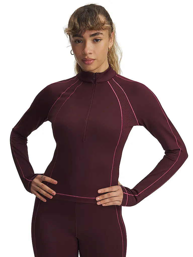 UNDER ARMOUR | Zipshirt de fitness ColdGear® para mujer | Rojo oscuro