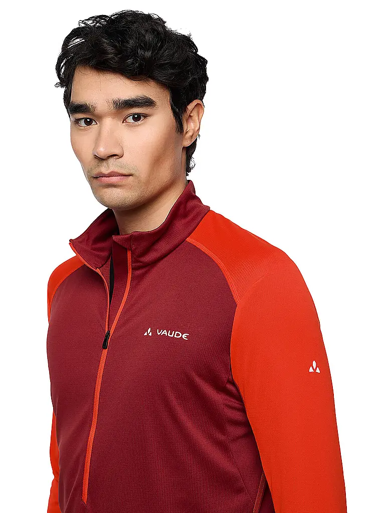 VAUDE | Camiseta funcional con cremallera para hombre Larice Light Shirt II | Rojo oscuro