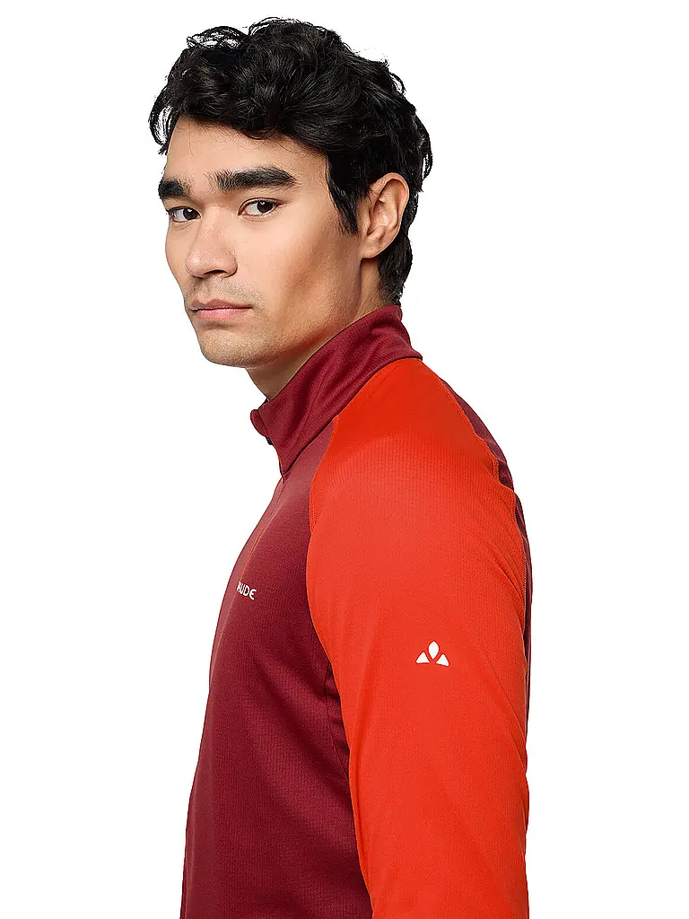 VAUDE | Camiseta funcional con cremallera para hombre Larice Light Shirt II | Rojo oscuro