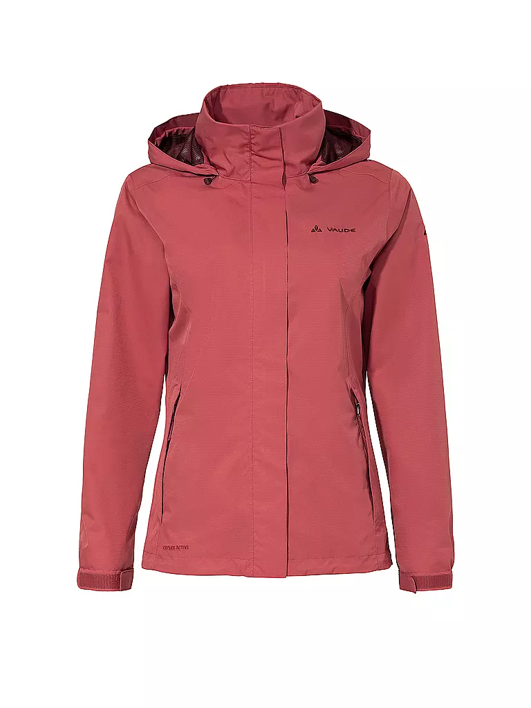 VAUDE | Chaqueta de lluvia para mujer Escape Light 2L con capucha | Rojo oscuro