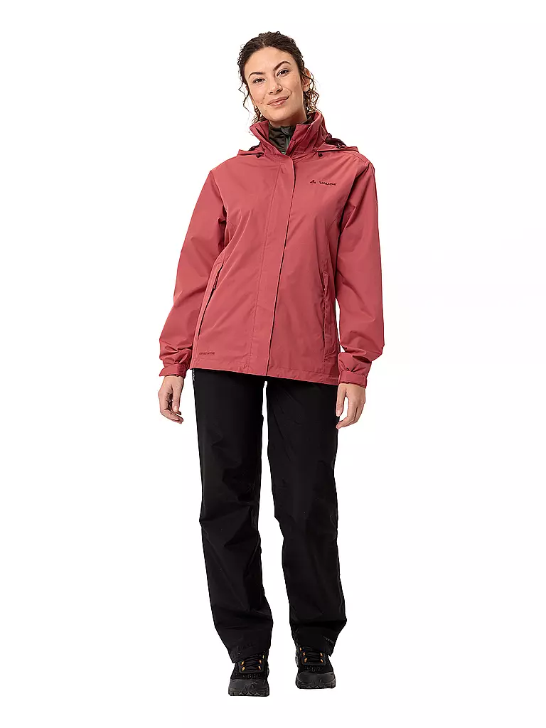 VAUDE | Chaqueta de lluvia para mujer Escape Light 2L con capucha | Rojo oscuro