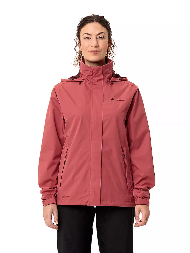 VAUDE | Chaqueta de lluvia para mujer Escape Light 2L con capucha | Rojo oscuro