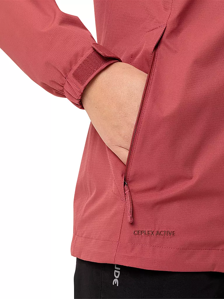 VAUDE | Chaqueta de lluvia para mujer Escape Light 2L con capucha | Rojo oscuro