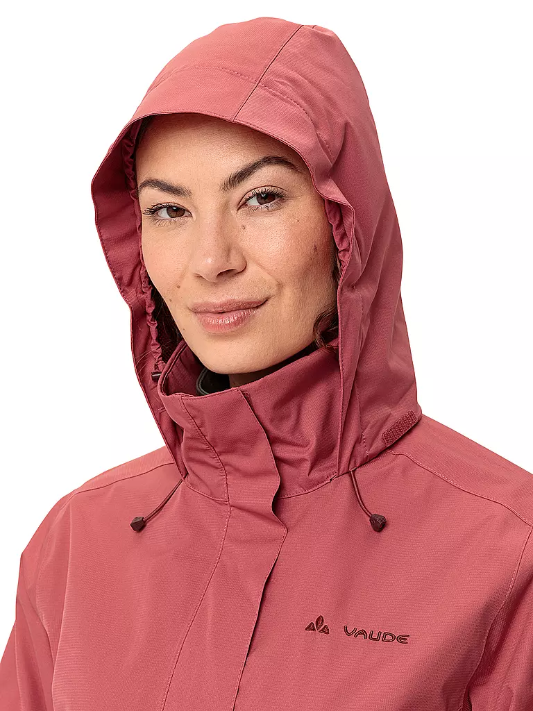 VAUDE | Chaqueta de lluvia para mujer Escape Light 2L con capucha | Rojo oscuro