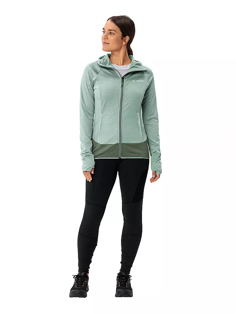 VAUDE | Chaqueta polar con capucha Tekoa II para mujer | Verde claro