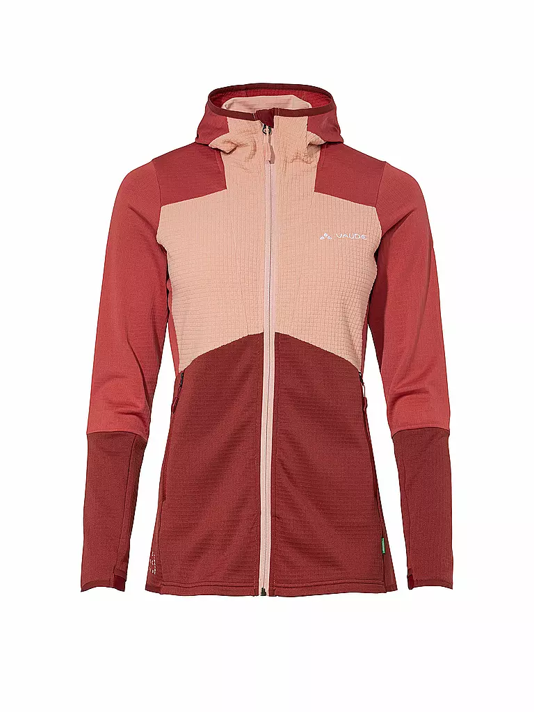 VAUDE | Chaqueta polar de touring para mujer Monviso Grid Fleece | Rojo oscuro
