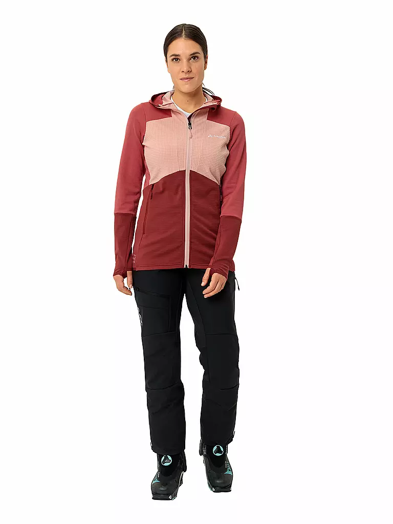 VAUDE | Chaqueta polar de touring para mujer Monviso Grid Fleece | Rojo oscuro