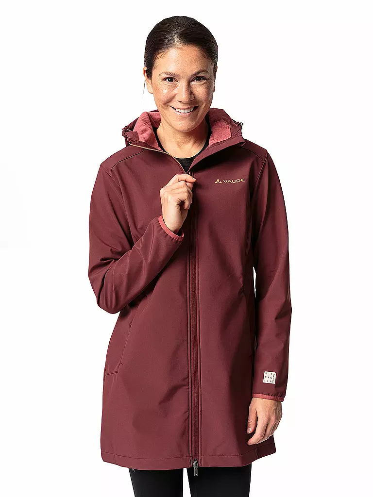 VAUDE | Damen Softshellparka Moena  warm Hoodie | Rojo oscuro