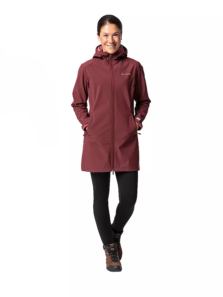VAUDE | Damen Softshellparka Moena  warm Hoodie | Rojo oscuro