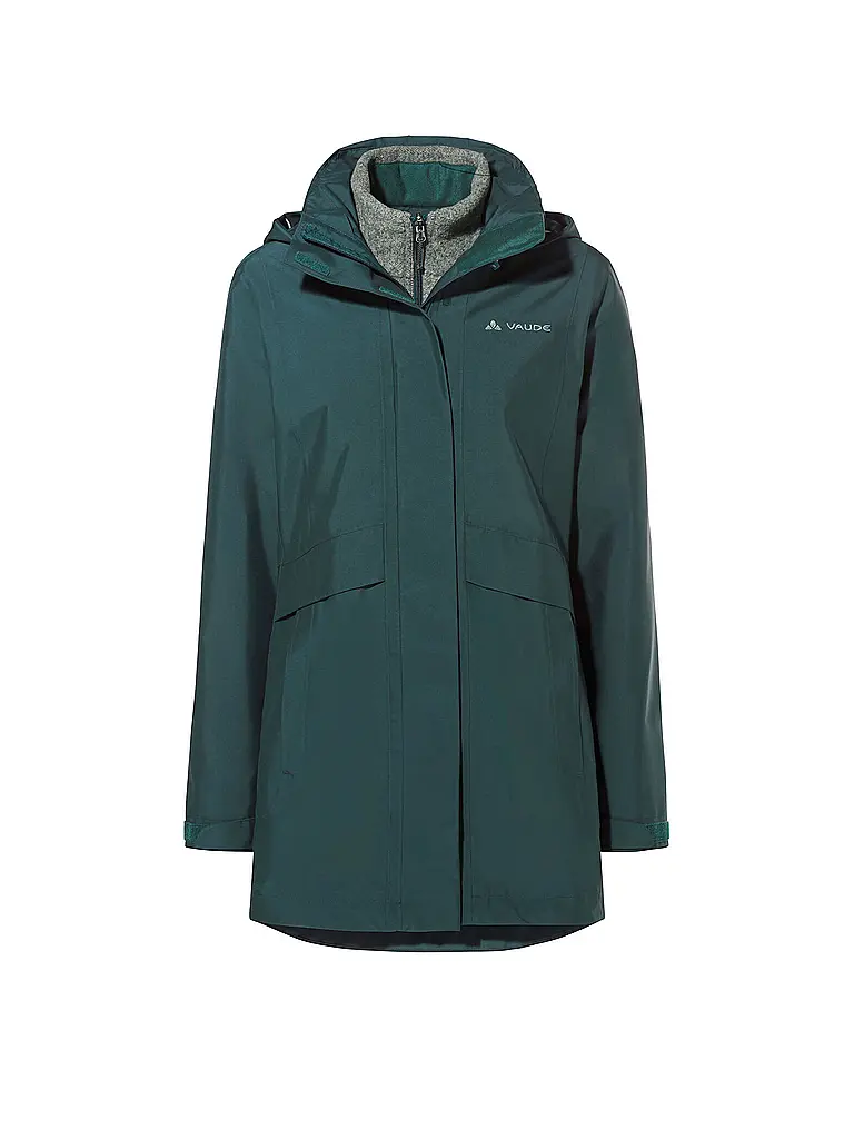 VAUDE | Parka de invierno para mujer Idris 3 en 1 con capucha | Verde oscuro