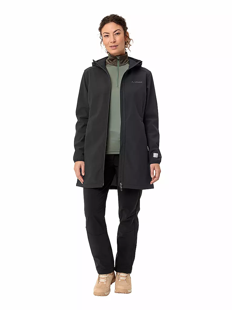 VAUDE | Parka softshell Moena cálido con capucha para mujer | Negro