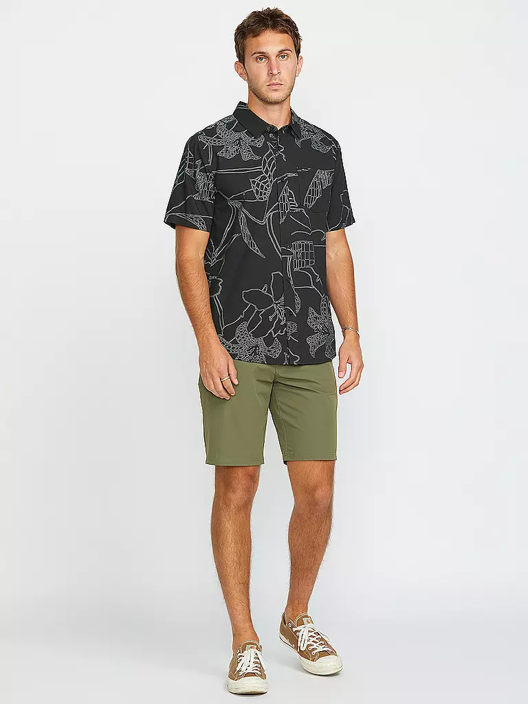 VOLCOM | Camisa de playa para hombre Cad Floral | Gris