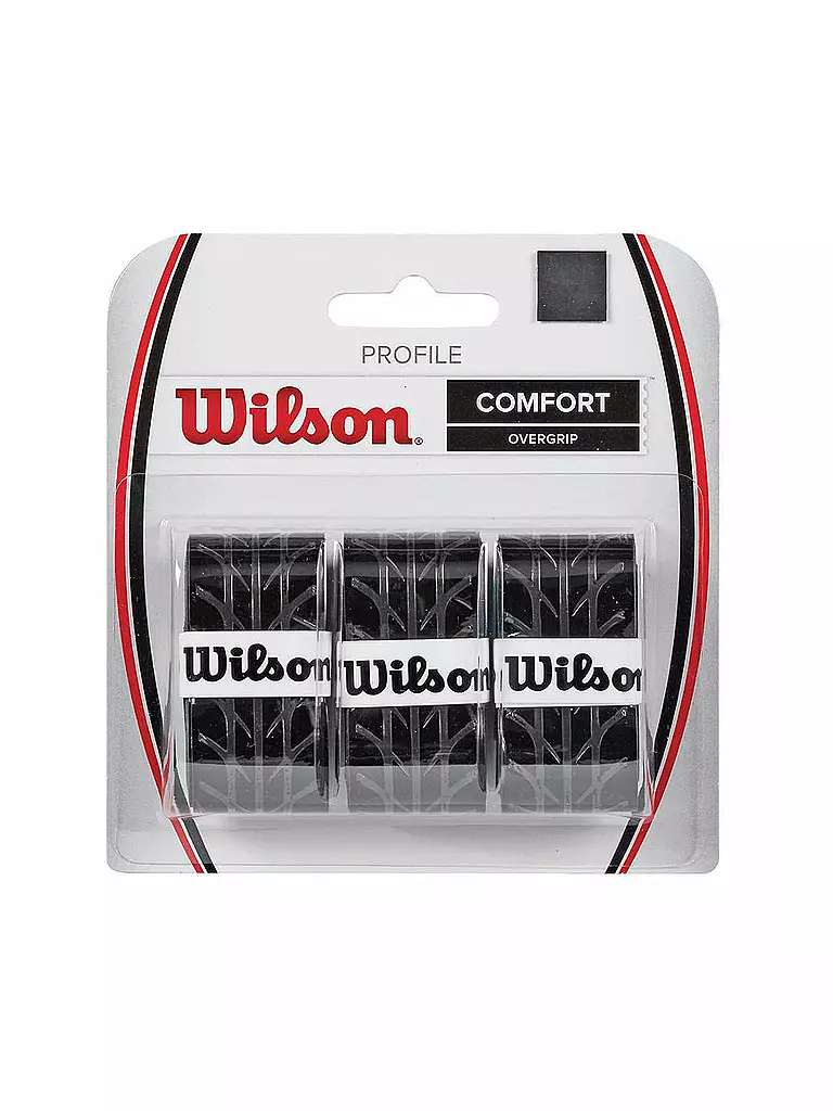 WILSON | Overgrips de tenis Profile, paquete de 3 | Negro